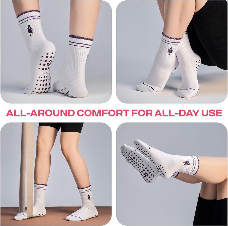 CoolMate Store Pilates Socks with Grips for Women, Yoga Socks, Crew Non Slip Women for Barre, Pilates Gifts - Image 5